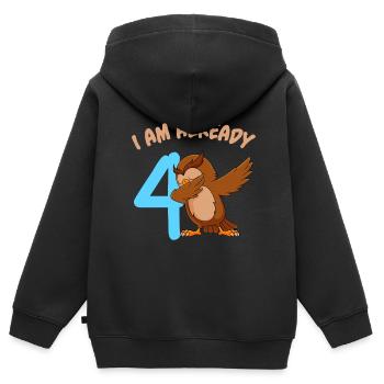 J’ai 4 ans 4ème anniversaire - Sweat Premium à capuche zippé enfant bio - noir - Dos - AI Model Kid Male (0cm)