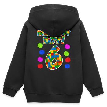 6th birthday boys 6 years child son - Kids Premium Organic Zip-up Hoodie - black - Back - AI Model Kid Male (0cm)