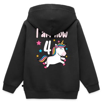 4th birthday girl 4 years - Kids Premium Organic Zip-up Hoodie - black - Back - AI Model Kid Male (0cm)