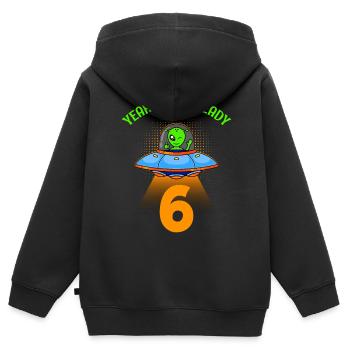 I am already 6 years 6th birthday boy - Kids Premium Organic Zip-up Hoodie - black - Back - AI Model Kid Male (0cm)