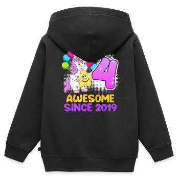 4th birthday girl 4 years - Kids Premium Organic Zip-up Hoodie - black - Back - AI Model Kid Male (0cm)