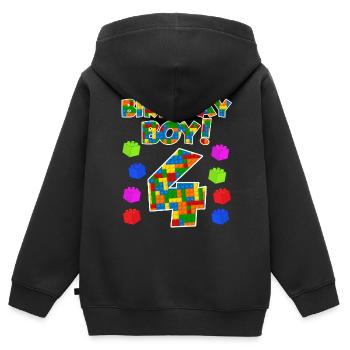 4. Geburtstag Junge 4 Jahre - Kinder Premium Organic Zip Hoodie - Schwarz - Hinten - AI Model Kid Male (0cm)