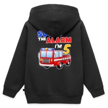 5ème anniversaire garçon 5 ans fils enfant - Sweat Premium à capuche zippé enfant bio - noir - Dos - AI Model Kid Male (0cm)