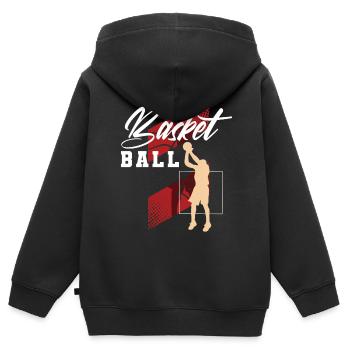 Basketball Basketballer - Kinder Premium Organic Zip Hoodie - Schwarz - Hinten - AI Model Kid Male (0cm)