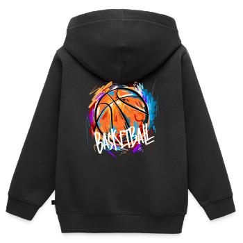 Basketball Basketballer - Kinder Premium Organic Zip Hoodie - Schwarz - Hinten - AI Model Kid Male (0cm)