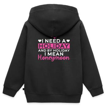 Honeymoon - Bridal JGA Wedding - Kids Premium Organic Zip-up Hoodie - black - Back - AI Model Kid Male (0cm)