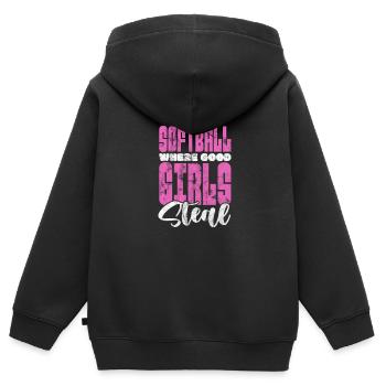 Softball - Sweat Premium à capuche zippé enfant bio - noir - Dos - AI Model Kid Male (0cm)