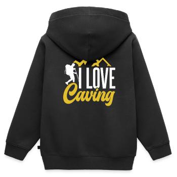 I love caving caving caving - Kids Premium Organic Zip-up Hoodie - black - Back - AI Model Kid Male (0cm)
