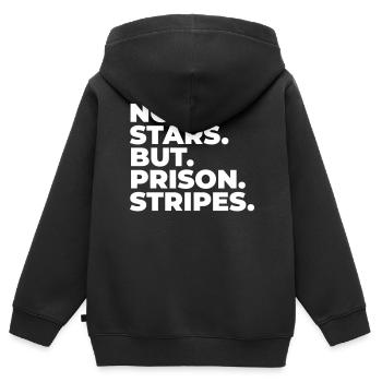 KEINE STERNE STRAFE STRÄFLING STREIFEN KNAST MOTIV - Kinder Premium Organic Zip Hoodie - Schwarz - Hinten - AI Model Kid Male (0cm)