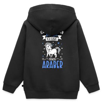 Ich brauche keinen Prinzen - Araber - Kinder Premium Organic Zip Hoodie - Schwarz - Hinten - AI Model Kid Male (0cm)