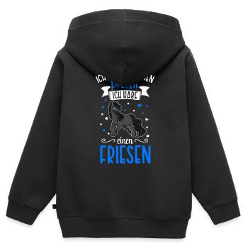 Ich brauche keinen Prinzen - Friesen - Kinder Premium Organic Zip Hoodie - Schwarz - Hinten - AI Model Kid Male (0cm)