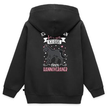 Ich brauche keinen Prinzen - Hannoveraner - Kinder Premium Organic Zip Hoodie - Schwarz - Hinten - AI Model Kid Male (0cm)