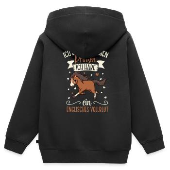 Ich brauche keinen Prinzen - Englisches Vollblut - Kinder Premium Organic Zip Hoodie - Schwarz - Hinten - AI Model Kid Male (0cm)