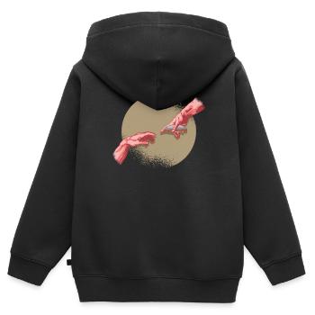Michelangelo Hände Mundharmonika Musiker - Kinder Premium Organic Zip Hoodie - Schwarz - Hinten - AI Model Kid Male (0cm)