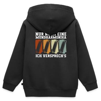 Nur Noch Eine Mundharmonika Ich Versprech's - Kinder Premium Organic Zip Hoodie - Schwarz - Hinten - AI Model Kid Male (0cm)