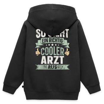 Arzt - Kinder Premium Organic Zip Hoodie - Schwarz - Hinten - AI Model Kid Male (0cm)