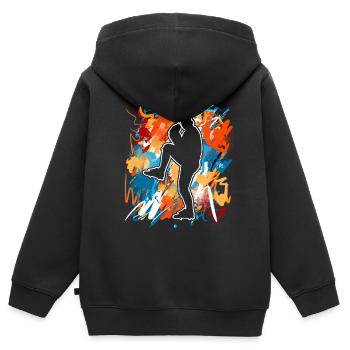 Baseball - Kinder Premium Organic Zip Hoodie - Schwarz - Hinten - AI Model Kid Male (0cm)