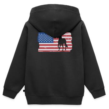 Cavalier - Sweat Premium à capuche zippé enfant bio - noir - Dos - AI Model Kid Male (0cm)