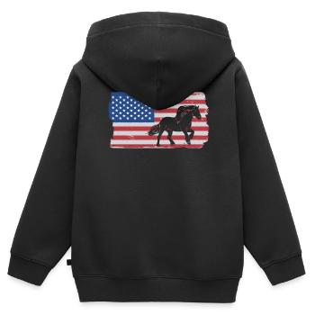 Cavalier - Sweat Premium à capuche zippé enfant bio - noir - Dos - AI Model Kid Male (0cm)