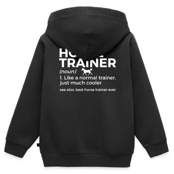 Cavalier - Sweat Premium à capuche zippé enfant bio - noir - Dos - AI Model Kid Male (0cm)
