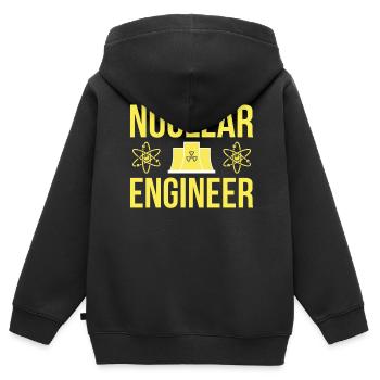 Ingénieur nucléaire - Sweat Premium à capuche zippé enfant bio - noir - Dos - AI Model Kid Male (0cm)