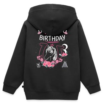 Anniversaire du cheval - Girls Ride Horseshoe 3 - Sweat Premium à capuche zippé enfant bio - noir - Dos - AI Model Kid Male (0cm)