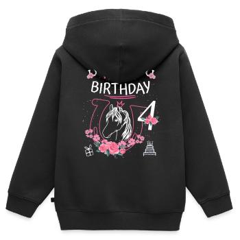 Anniversaire du cheval - Girls Ride Horseshoe 4 - Sweat Premium à capuche zippé enfant bio - noir - Dos - AI Model Kid Male (0cm)