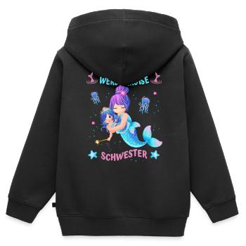 Meerjungfrau - Ich werde große Schwester - Kinder Premium Organic Zip Hoodie - Schwarz - Hinten - AI Model Kid Male (0cm)