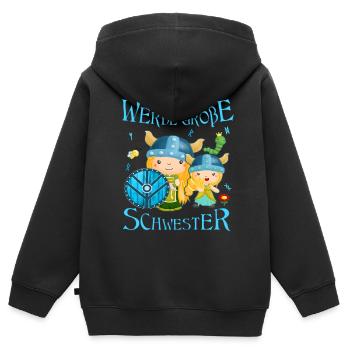 Ich werde große Schwester mit süßen Schildmaiden - Kinder Premium Organic Zip Hoodie - Schwarz - Hinten - AI Model Kid Male (0cm)