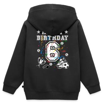 Football Anniversaire 6 ans Maillot de football Football - Sweat Premium à capuche zippé enfant bio - noir - Dos - AI Model Kid Male (0cm)