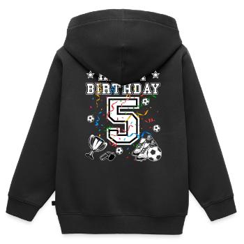 Football Anniversaire 5 ans Football Maillot Football - Sweat Premium à capuche zippé enfant bio - noir - Dos - AI Model Kid Male (0cm)