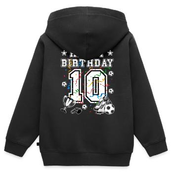 Football Anniversaire 10 ans Football Jersey Football - Sweat Premium à capuche zippé enfant bio - noir - Dos - AI Model Kid Male (0cm)