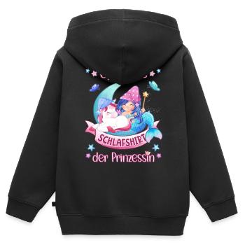 Ma chemise de nuit officielle Licorne Sirène - Sweat Premium à capuche zippé enfant bio - noir - Dos - AI Model Kid Male (0cm)