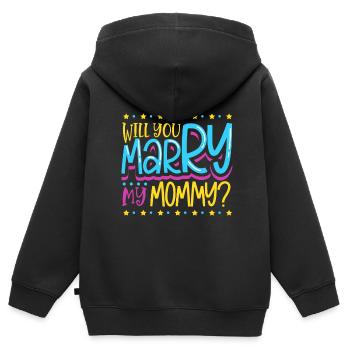 Veux-tu épouser ma mère - Sweat Premium à capuche zippé enfant bio - noir - Dos - AI Model Kid Male (0cm)