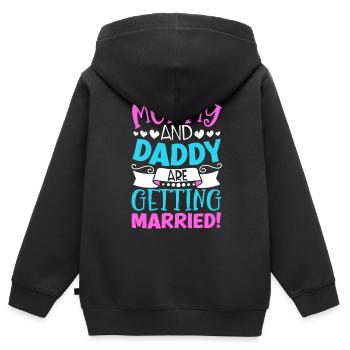 Maman et papa vont se marier - Sweat Premium à capuche zippé enfant bio - noir - Dos - AI Model Kid Male (0cm)