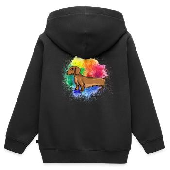 Dachshund Geschenk Dixie Wiener Doxie Dackel - Kinder Premium Organic Zip Hoodie - Schwarz - Hinten - AI Model Kid Male (0cm)