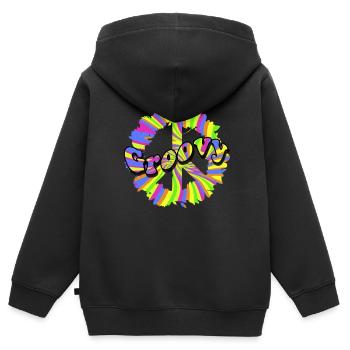 Hippie Peace Groovy Flowerpower Boho Woodstock - Kinder Premium Organic Zip Hoodie - Schwarz - Hinten - AI Model Kid Male (0cm)