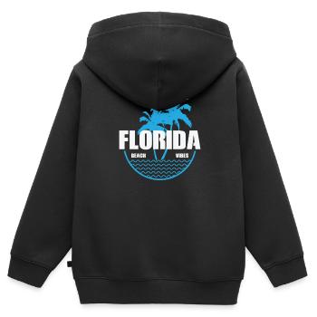Florida Beach Vibes USA Amérique - Sweat Premium à capuche zippé enfant bio - noir - Dos - AI Model Kid Male (0cm)
