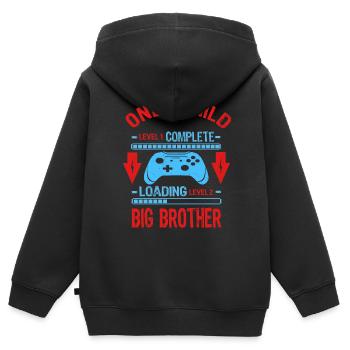 Big Brother Level Laoding Only Child Complete gift - Kinder Premium Organic Zip Hoodie - Schwarz - Hinten - AI Model Kid Male (0cm)