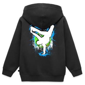 Breakdance - Breakdancer - Breakdancing - BBoy - Sweat Premium à capuche zippé enfant bio - noir - Dos - AI Model Kid Male (0cm)