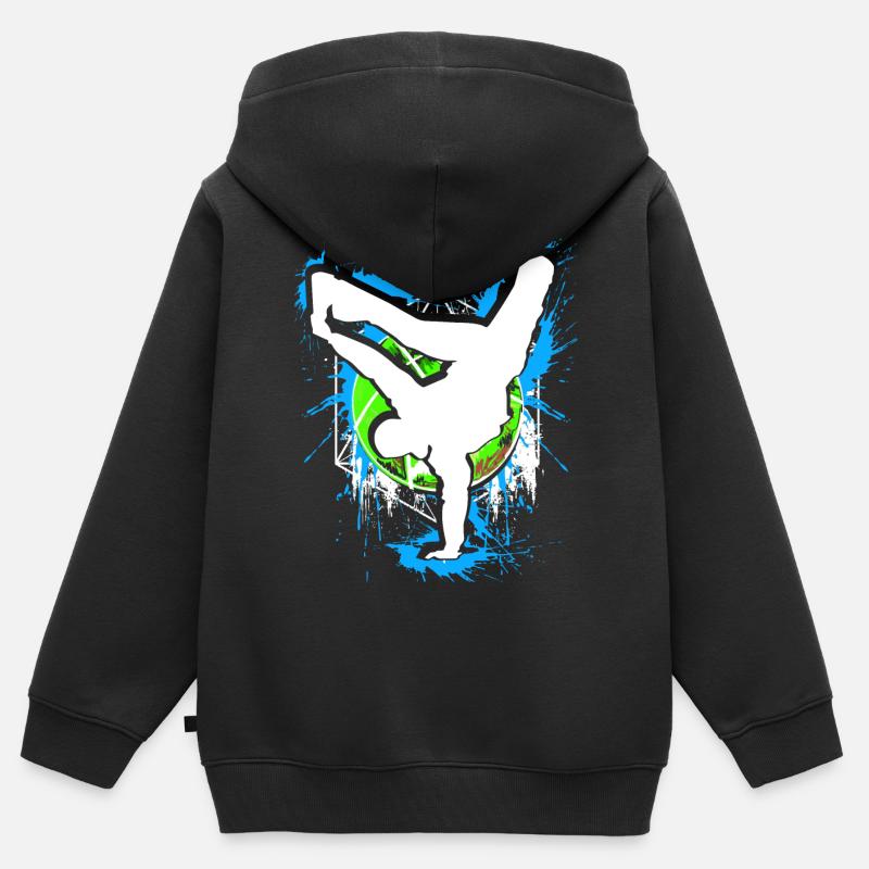 Breakdance - Breakdancer - Breakdancing - BBoy - Sweat Premium à capuche zippé enfant bio - noir