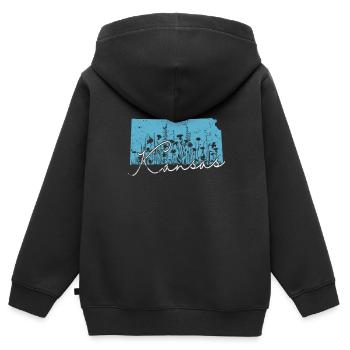 Kansas États-Unis Amérique État - Sweat Premium à capuche zippé enfant bio - noir - Dos - AI Model Kid Male (0cm)