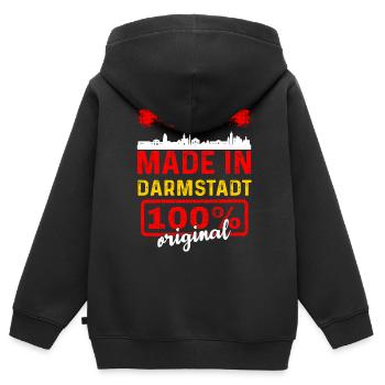 Darmstadt - Kinder Premium Organic Zip Hoodie - Schwarz - Hinten - AI Model Kid Male (0cm)