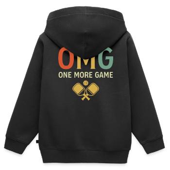 Pickleball Un match de plus OMG - Sweat Premium à capuche zippé enfant bio - noir - Dos - AI Model Kid Male (0cm)