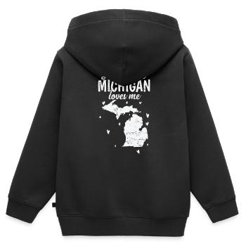 Michigan Someone in Michigan loves Me USA - Kinder Premium Organic Zip Hoodie - Schwarz - Hinten - AI Model Kid Male (0cm)