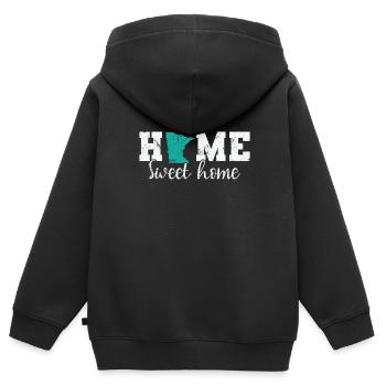 Minnesota Home sweet Home USA Amérique - Sweat Premium à capuche zippé enfant bio - noir - Dos - AI Model Kid Male (0cm)