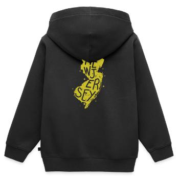New Jersey Kartenumriss USA Amerika - Kinder Premium Organic Zip Hoodie - Schwarz - Hinten - AI Model Kid Male (0cm)