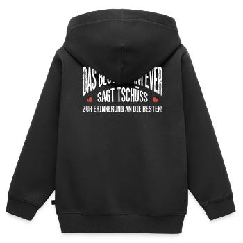 Tschüss vom Team, Abschied - Kinder Premium Organic Zip Hoodie - Schwarz - Hinten - AI Model Kid Male (0cm)