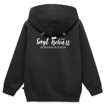 Tschüss vom Team, Abschied - Kinder Premium Organic Zip Hoodie - Schwarz - Hinten - AI Model Kid Male (0cm)
