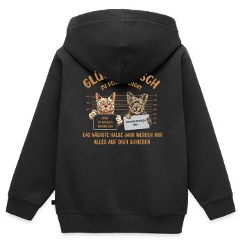 Glückwunsch zu Deiner FLucht, Jobwechsel Abschieds - Kinder Premium Organic Zip Hoodie - Schwarz - Hinten - AI Model Kid Male (0cm)